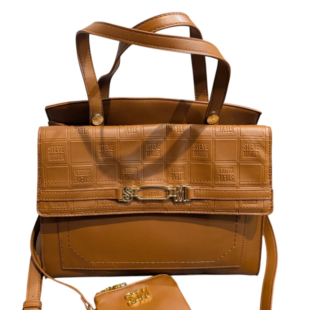 Steve Madden BWinona Crossbody Satchel in‎ Cognac With Detachable Coin Purse